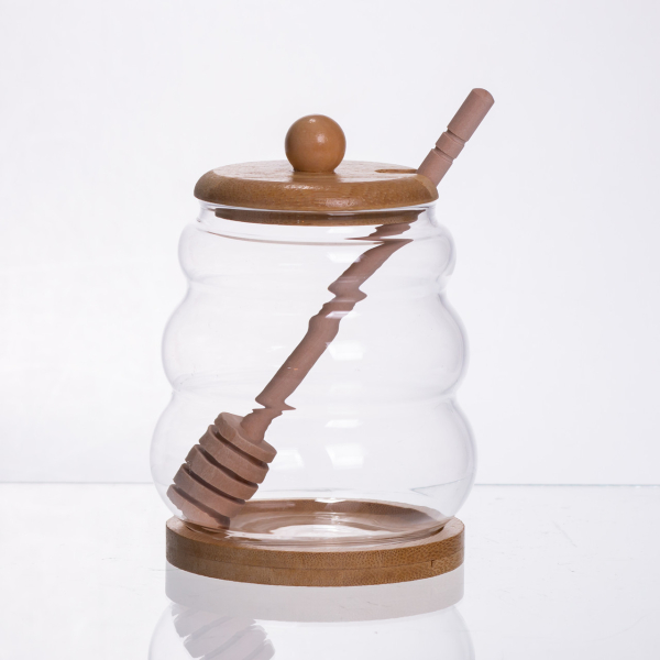 Медовниця скляна з кришкою і ложкою 350 (мл) 64486-7 - фото