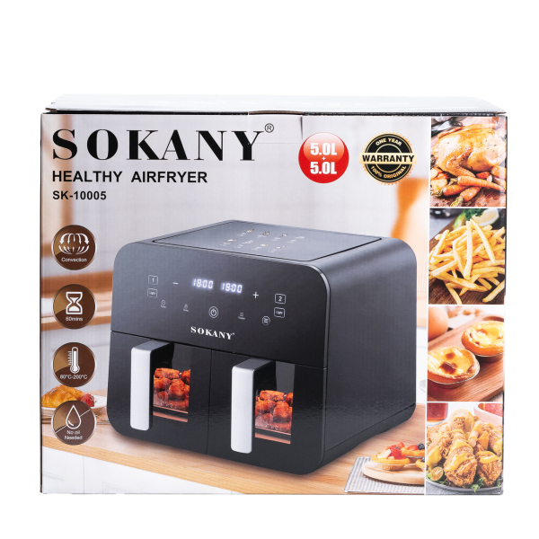 Аерофритюрниця SOKANY SK-10005 на 10 літрів, з двома відділеннями 2400 Вт чорна - фото №6