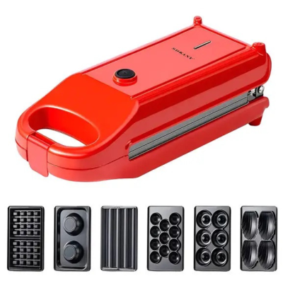 Мультипекар 6 в 1 Sokany SK-BBQ-836 700 Вт антипригарне покриття Червоний - фото