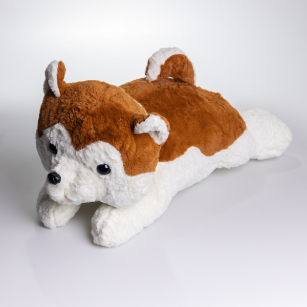 М'яка іграшка-плед, подушка 3 в 1 Хаскі плед в іграшці 50×30×26 (см) Коричневий 7124BR - фото