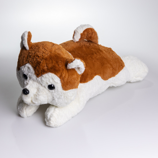 М'яка іграшка-плед, подушка 3 в 1 Хаскі плед в іграшці 50×30×26 (см) Коричневий 7124BR - фото №2