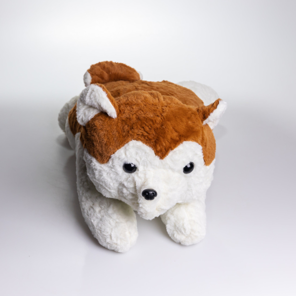 М'яка іграшка-плед, подушка 3 в 1 Хаскі плед в іграшці 50×30×26 (см) Коричневий 7124BR - фото №5