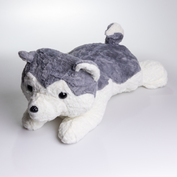 М'яка іграшка-плед, подушка 3 в 1 Хаскі плед в іграшці 50×30×26 (см) Сірий 7124G - фото