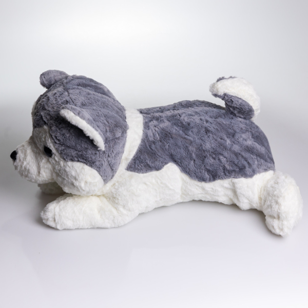 М'яка іграшка-плед, подушка 3 в 1 Хаскі плед в іграшці 50×30×26 (см) Сірий 7124G - фото №3