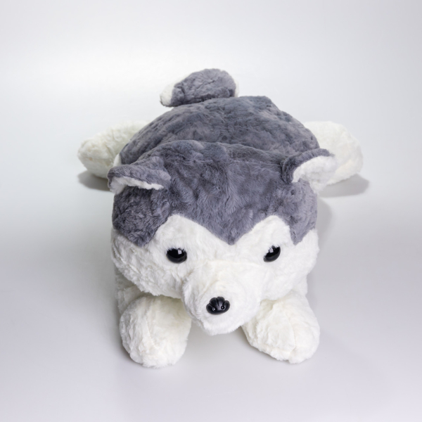 М'яка іграшка-плед, подушка 3 в 1 Хаскі плед в іграшці 50×30×26 (см) Сірий 7124G - фото №5