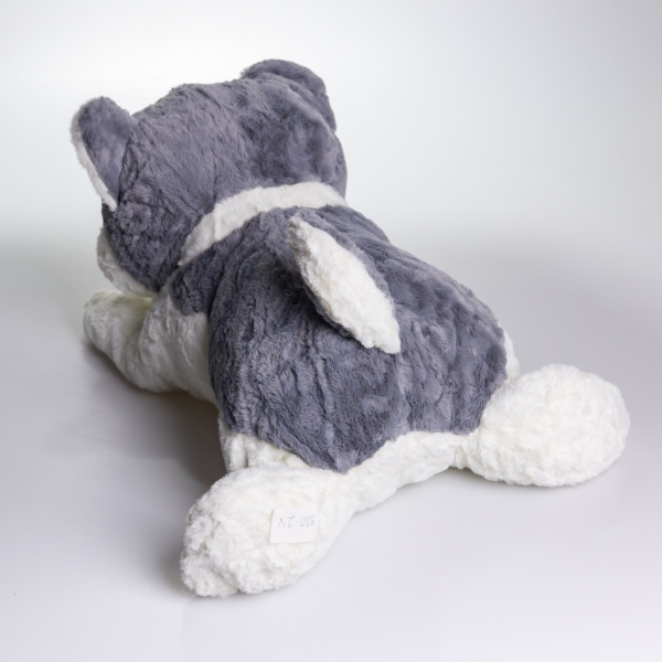 М'яка іграшка-плед, подушка 3 в 1 Хаскі плед в іграшці 50×30×26 (см) Сірий 7124G - фото №7