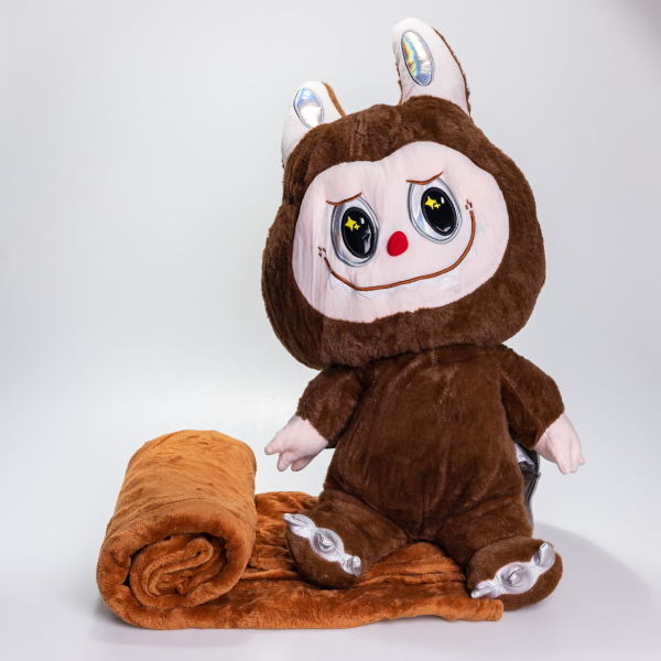 М'яка іграшка-плед, подушка 3 в 1 Labubu Brown Dragon плед в іграшці дитячий плед іграшка Лабубу Коричневий 520-29BR - фото №5