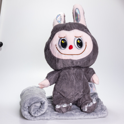 М'яка іграшка-плед, подушка 3 в 1 Labubu Brown Dragon плед в іграшці дитячий плед іграшка Лабубу Сірий 520-29G - фото