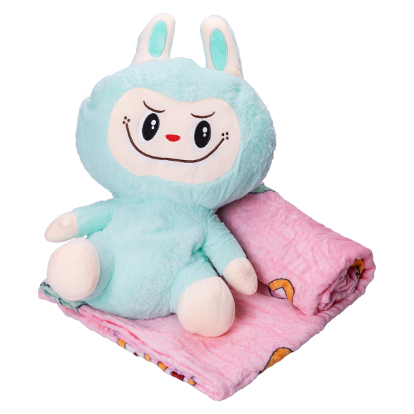 М'яка іграшка-плед, подушка 3 в 1 Лабубу 50 см М'ятна ТМ COLORFUL HOME LAB2M - фото