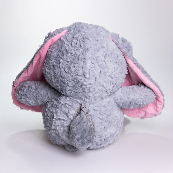 М'яка іграшка-плед, подушка 3 в 1 Зайчик плед в іграшці 35×32×40 (см) дитячий плед іграшка Сірий 509-9G - фото №3