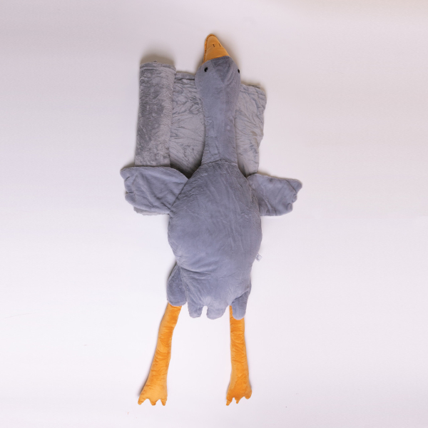 М'яка іграшка-подушка з пледом усередині Гусак-обіймусь 135 (см) іграшка плед 3 в 1 дитячий плюшевий плед Сірий 520-6G - фото №5
