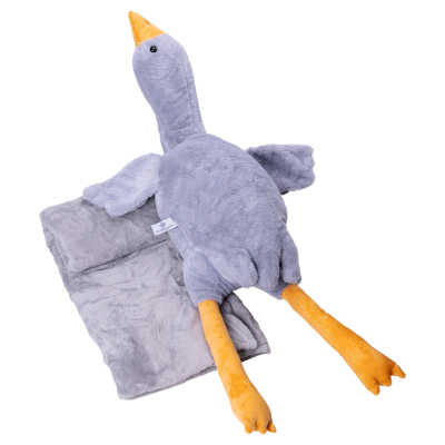 М'яка іграшка-подушка з пледом всередині Гусь-обнімусь 89 (см) Сірий Colorful Home 520-1G - фото