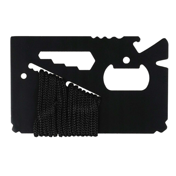 Набір виживання з паракордом Лінійка офіцерська SURVIVAL TOOL CARD PARACORD Чорний - фото №2