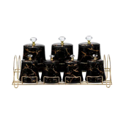 Набір для спецій 4 шт по 250 мл і 3 шт по 550 мл на металевій підставці  чорний HP1249