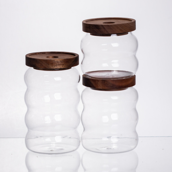Набір банок для сипучих продуктів 3 штуки з бамбуковими кришками 400/600/800 мл 64486-12 - фото №4