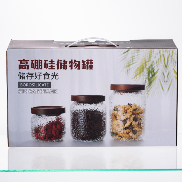 Набір банок для сипучих продуктів 3 штуки з бамбуковими кришками 400/600/800 мл 64486-12 - фото №5