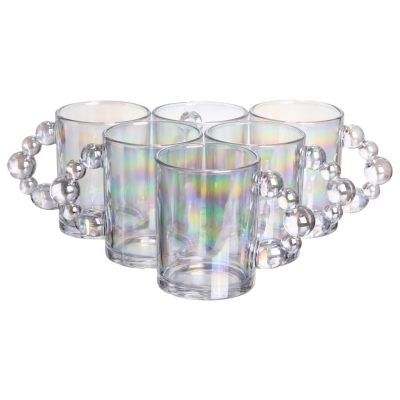 Набір чашок 6 шт для чаю та кави по 350 (мл) кружки скляні rainbow HP-19-ZD-4 - фото