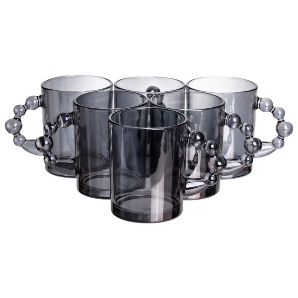 Набір чашок 6 шт для чаю та кави по 350 (мл) кружки скляні Сірий HP-19-ZD-3 - фото