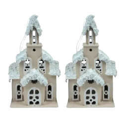 Декоративний новорічний будиночок з дерева 5×10×25 см Капучино 28124500