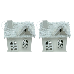 Набір декоративних новорічних будиночків з дерева 5×10×12 (см) ялинкова підвіска Молочний 28124201