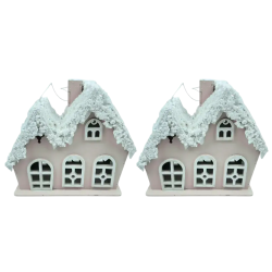 Декоративний новорічний будиночок з дерева 5×10×12 см Пудровий 28124400