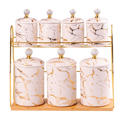 Набір для сипучих продуктів на металевій підставці 7 предметів по 300 мл і 700 мл HP-1215