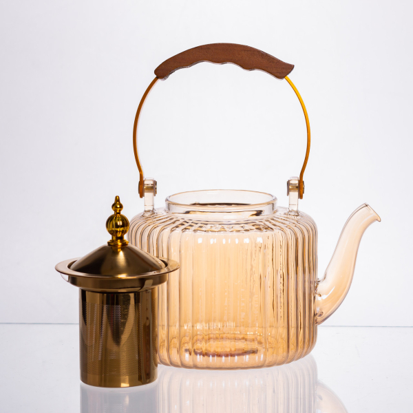 Набір для заварювання чаю зі скляним чайником та 6 чашок, коричневий 64486-38 - фото №3