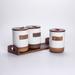 Набір порцелянових банок для сипучих 3 шт по 800 мл з кришками Бежевий HP-26-1BE - фото №2