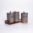 Набір порцелянових банок для сипучих 3 шт по 800 мл з кришками Сірий HP-26-1G - фото №4