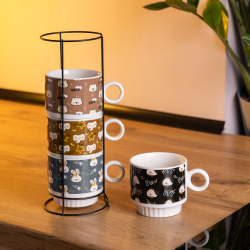 Набір порцелянових чашок для дітей на металевій підставці Toys 4 (шт) по 300 (мл) подарунковий набір чашок FM-15