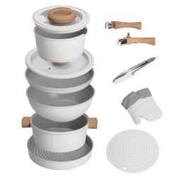 Набір алюмінієвого посуду MGC з антипригарним покриттям 11 предметів білий HP-4-405