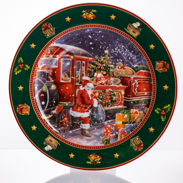 Набір новорічних тарілок з порцеляни Santa 6 (шт) Ø26.5 см HP-SDHK-6 - фото