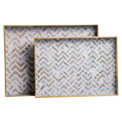 Набір прямокутних підносів для подачі їжі 2 (шт) 40×30×4 (см) HP-HK-16 - фото