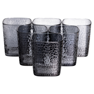 Набір скляних склянок 6 (шт) 250 (мл) для лимонадів, соку, води, коктейлів Сірий HP-19-AY-4 - фото