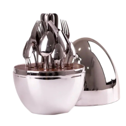 Набір столових приборів на 6 персон 24 шт з підставкою 29 х 19.5 см Золотий HP7882GL