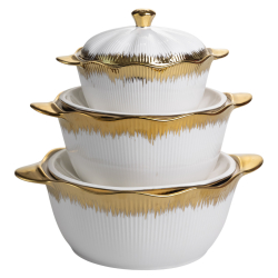 Набір супниць порцелянових 3 (шт) 0.8/1.8/2.5 (л) з позолотою XYL216-4A