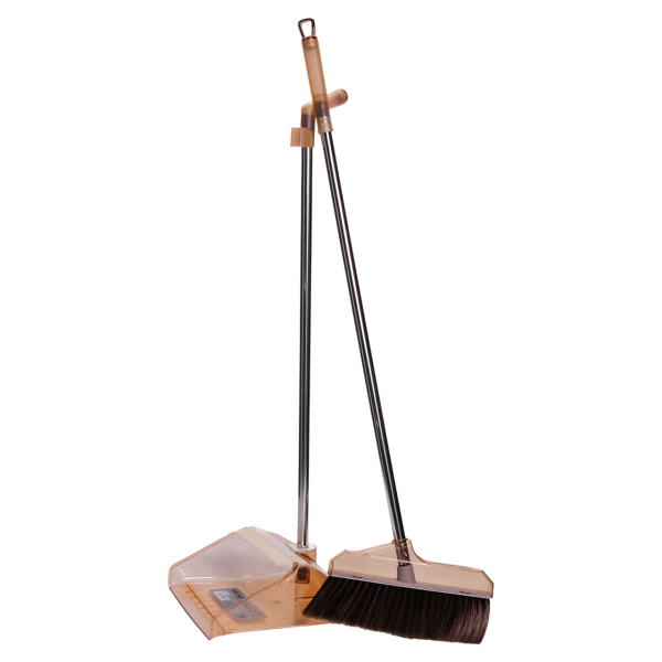Набір віник і совок на довгій ручці для підлоги 26×24×105 (см)  Коричневий HP-35015-8G - фото №5