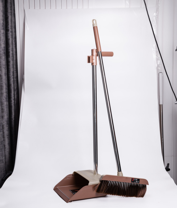 Набір віник та совок на довгій ручці для підлоги 27×25×103 (см) щітка віник для прибирання Коричневий HP-35015-11BR - фото №5