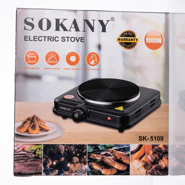Настільна електрична плита SOKANY SK-5109 на одну конфорку 1000Вт Чорна - фото №7
