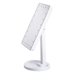 Настільне дзеркало з підсвічуванням 22 LED для макіяжу 21х16 см прямокутне на ніжці USB Біле HP-10-4AW