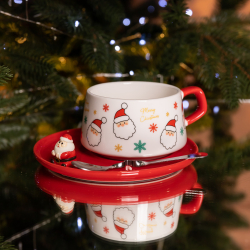 Новорічний різдвяний порцеляновий набір «Святковий ранок» 250 мл Yiwu FM-CS-10A