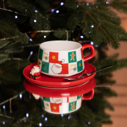 Новорічний різдвяний порцеляновий набір «Святковий ранок» 250 мл Yiwu FM-CS-10C