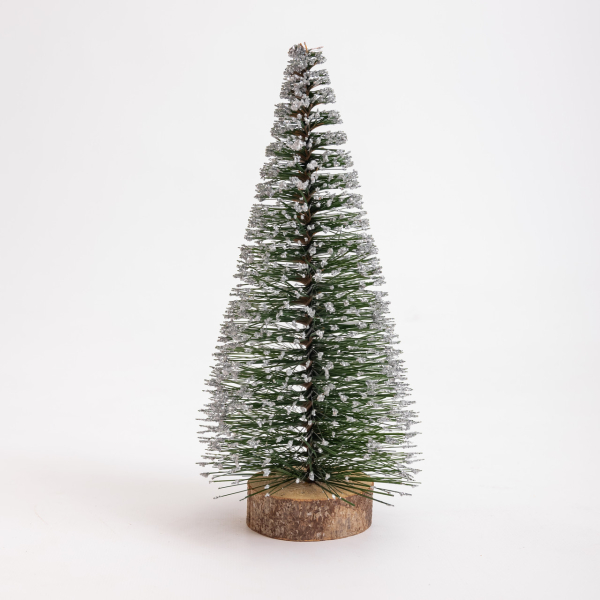 Новорічна настільна ялинка засніжена Стріла 25 см на дерев'яній підставці SOK-М-12-1 - фото №2