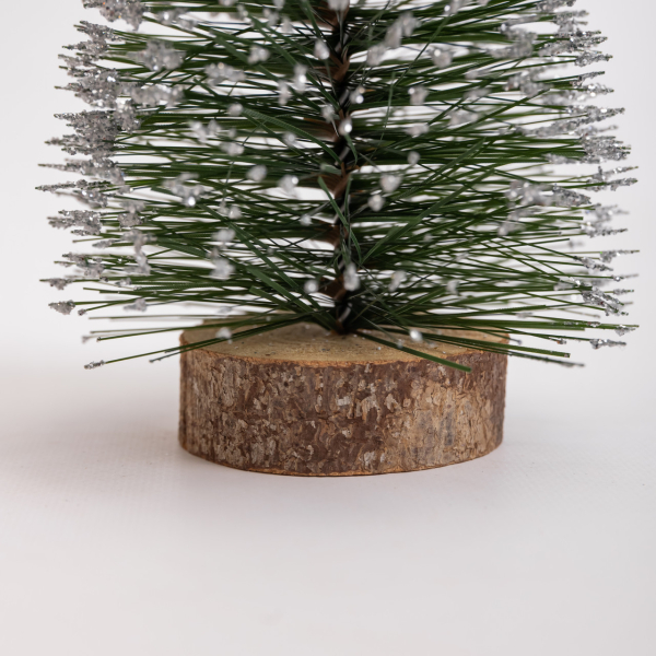 Новорічна настільна ялинка засніжена Стріла 25 см на дерев'яній підставці SOK-М-12-1 - фото №3