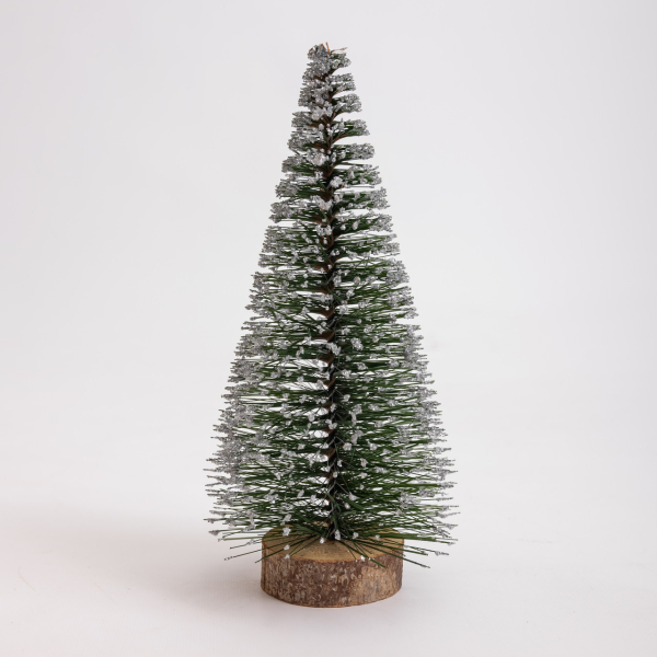 Новорічна настільна ялинка засніжена Стріла 25 см на дерев'яній підставці SOK-М-12-1 - фото №5