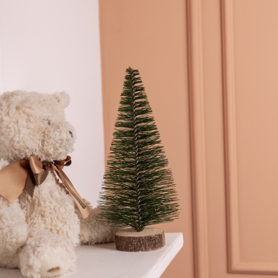 Новорічна настільна ялинка зелена Стріла 25 см на дерев'яній підставці SOK-М-12-3 - фото