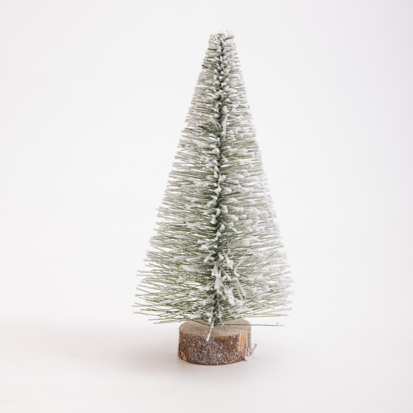 Новорічна настільна ялинка зимова Стріла 25 см на дерев'яній підставці SOK-М-12-2 - фото №2