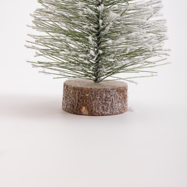 Новорічна настільна ялинка зимова Стріла 25 см на дерев'яній підставці SOK-М-12-2 - фото №4