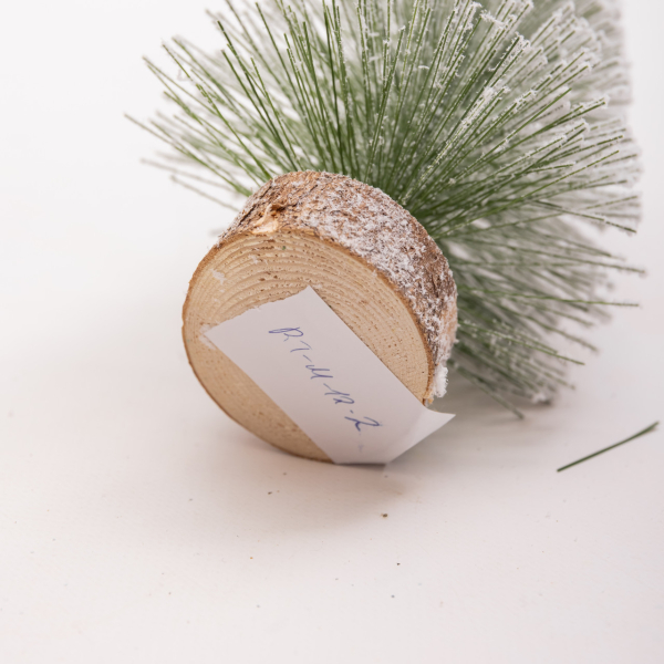 Новорічна настільна ялинка зимова Стріла 25 см на дерев'яній підставці SOK-М-12-2 - фото №5