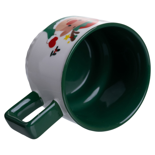 Новорічна порцелянова Новорічний олень 400 (мл) Біла з зеленим Yiwu FM-CS-50O - фото №3